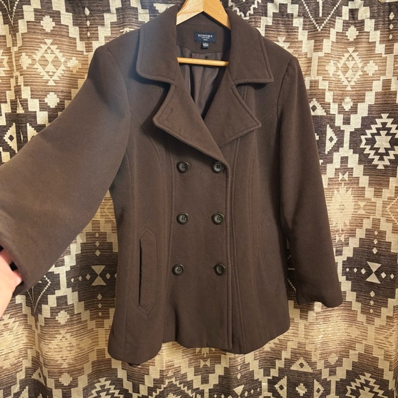 Women’s Sonoma Brown Wool Button Jacket, Size L / Large - Picture 5 of 13